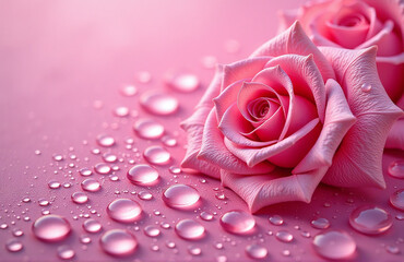 Aufkleber - A Captivating Blend Of Rose Tones And Glistening Water Droplets Combines To Create A Vibrant, Shimmering Effect With Subtle Color Nuances.