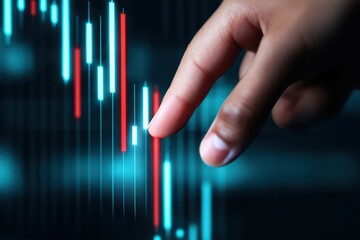 Poster - Professional Hand Interacting with Technology Progress Concept in Financial Data Analysis
