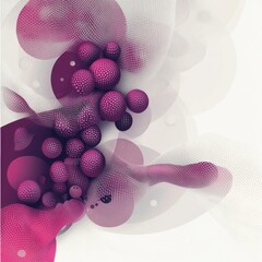 Aufkleber - Abstract Composition of Dotted Spheres and Geometrical Mesh in Pink and White Hues: A Modern Artistic Expression