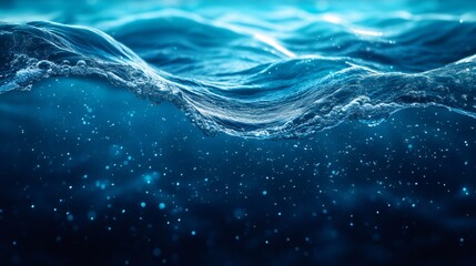 Aufkleber - Underwater view of ocean wave breaking, creating bubbles and foam