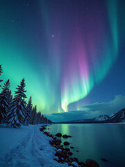 Poster - The Aurora Is A Breathtaking Light Show Created By The Interaction Of Solar Particles And Cosmic Movement In The Night Sky.