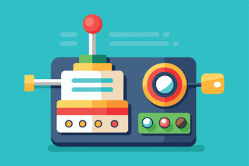 Poster - A flat illustration features a colorful control panel with toggles and buttons designed for customization, Toggle Customizable Flat Illustration