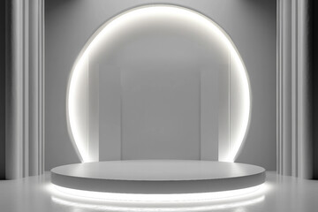 Poster - 3D colorful bright podiums on vibrant background designed with generative AI