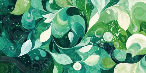 Poster - Abstract flowing pattern featuring various shades of green and white