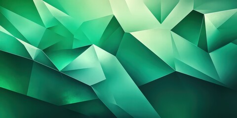 Poster - Abstract composition showing complex geometric shapes in shades of green