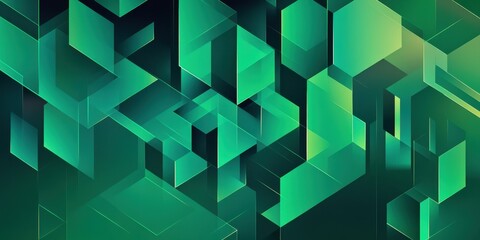 Poster - Abstract geometric shapes in varying shades of green colors