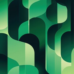 Poster - Abstract image depicting overlapping green rounded geometric shapes