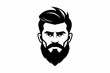 © Pinak - man face full beard and mustache haircut line art silhouette vector illustration