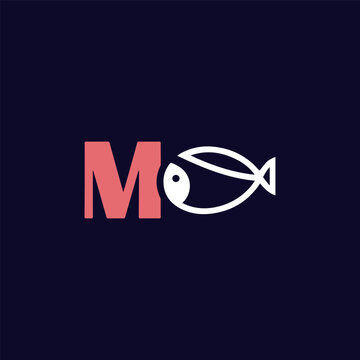 M  creative minimalist letter logo.	