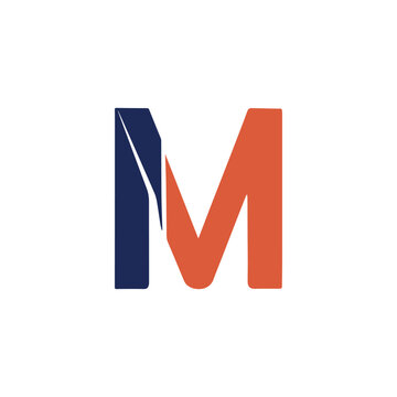 M  creative minimalist letter logo.	