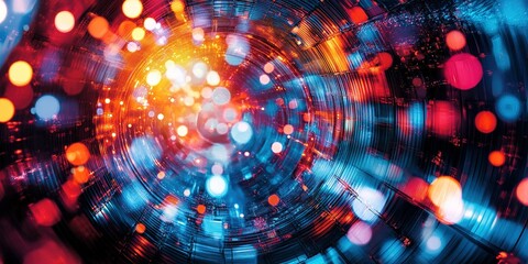 Poster - Colorful light patterns swirl in a mesmerizing display, creating an energetic abstract visual experience
