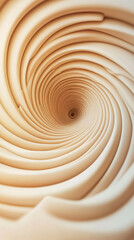 Poster - Soft golden illumination tracing beige spiral curves, generating mesmerizing vortex-like depth with swirling visual movement