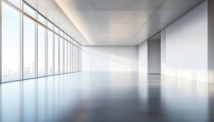 Poster - Contemporary Sexual Interior: Empty Room With Expansive View. A Modern, Wide-Open Space Showcasing Sleek Design Features And A Minimalist Aesthetic.