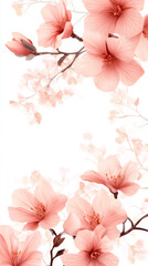 Poster - Soft pink blossoms framing elegant white space, capturing gentle floral essence with romantic springtime delicacy