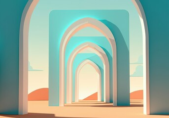Fototapete - Abstract architectural arches creating a serene and modern atmosphere