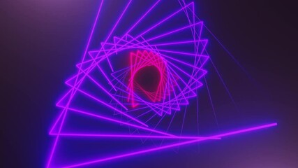 Poster - Triangles Neon Tunnel. Computer generated 3d render