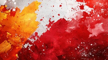 Poster - Bold splashes of red and orange blend seamlessly into a textured white background, creating a dynamic and energetic piece of abstract art that captivates the viewer