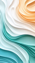 Fototapete - Gradient blending smooth curves transitioning from orange through white to turquoise