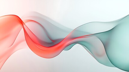 Aufkleber - Abstract flowing red and teal smoke wave on white background
