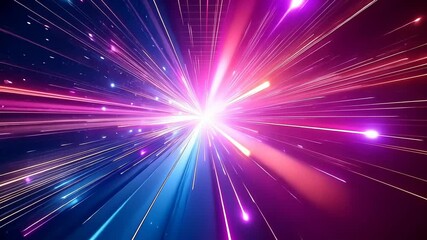 Poster - Cosmic speed lines radiate from a central point, vibrant colors explode outward, digital art