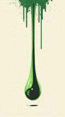 Aufkleber - Green liquid dripping down from the top in abstract illustration