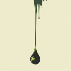 Poster - A green paint drip is suspended with a light background