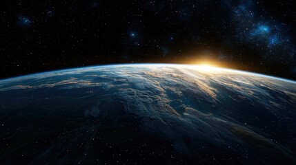 Wall Mural - a breathtaking perspective of earth from space, highlighting the curvature of the planet and the war