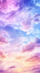 Aufkleber - Pastel cloudscape glowing with soft hues, illuminating serene sky during golden sunset moment