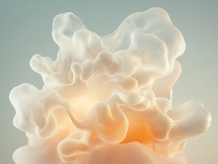Aufkleber - translucent, abstract sculpture with organic shapes and warm glow creates sense of fluidity and light