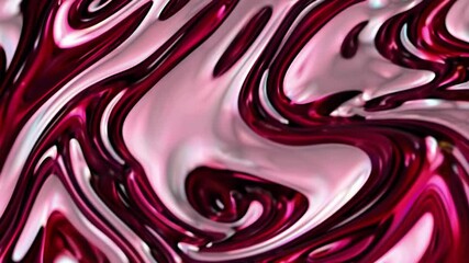 Wall Mural - a mesmerizing liquid metallic pink abstract texture with reflective, smooth swirling waves and fluid
