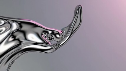 Wall Mural - a dynamic and futuristic liquid silver metallic texture featuring smooth reflective surfaces and an 