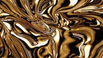 Wall Mural - a fluid and reflective metallic gold abstract texture with intricate swirling patterns and a glossy 