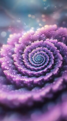 Leinwandbilder - Delicate purple fractal flower spiraling with luminous bubbles in gentle illumination