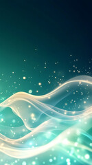 Leinwandbilder - Luminous turquoise waves swirling with shimmering particles, generating mystical underwater-like visual effect
