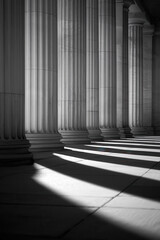 Poster - Elegant Black and White Architectural Columns with Dramatic Shadows