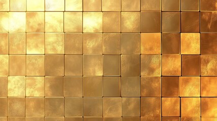 Poster - Golden tile arrangement showcasing an abstract background with a shimmering effect in warm tones