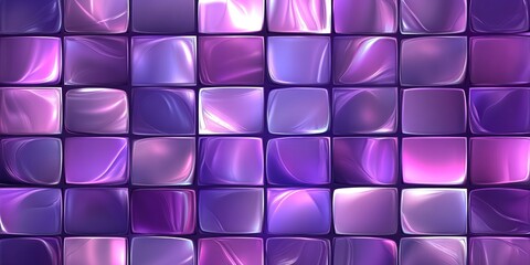 Poster - Colorful abstract tiles create a smooth and engaging surface with variations of purple hues and glossy finish