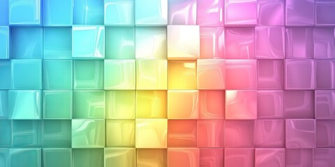 Poster - Colorful abstract tile background showcasing a vibrant gradient of pastel shades and smooth surfaces in a modern design environment
