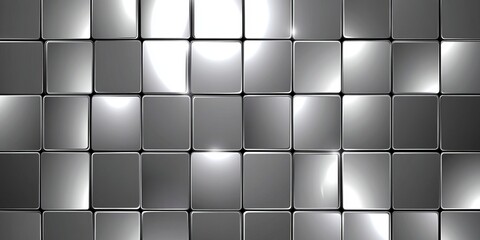 Poster - Sleek silver tile design creates a modern abstract aesthetic with reflective surfaces and geometric patterns