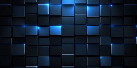 Poster - Abstract blue tile background with illuminated squares creating a modern design aesthetic