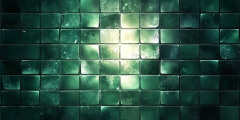 Poster - Abstract green tiled background with a glossy finish that creates a modern and soothing environment