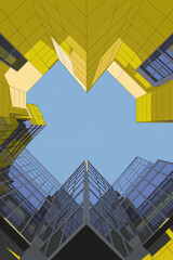 Poster - Dynamic Perspective of Modern Architectural Design in Bold Yellow and Blue Colors