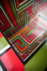 Poster - Abstract Geometric Pattern with Bold Red, Green, and Black Lines