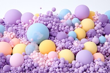 Aufkleber - Pastel spheres cascade, an abstract landscape of soft, playful shapes