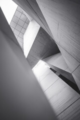 Poster - Abstract Architectural Design in Monochromatic Shades of Gray with Geometric Shapes