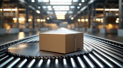 Poster - Box on Roller Conveyor in Modern Warehouse Environment