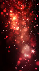 Poster - Red christmas background with glittering bokeh lights shining brightly, perfect for any festive project