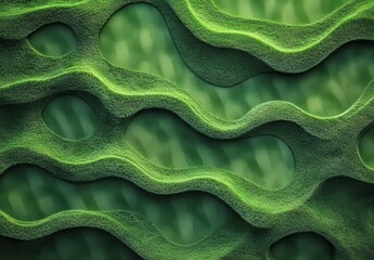 Poster - Abstract green texture with wavy patterns and natural feel, showcasing organic shapes and unique lines, perfect for backgrounds and design projects.