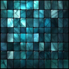 Poster - Abstract composition of pearlescent blue tiles forming a captivating mosaic