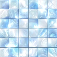 Poster - Abstract pearl tile design creating a shimmering background in soft blue and white hues